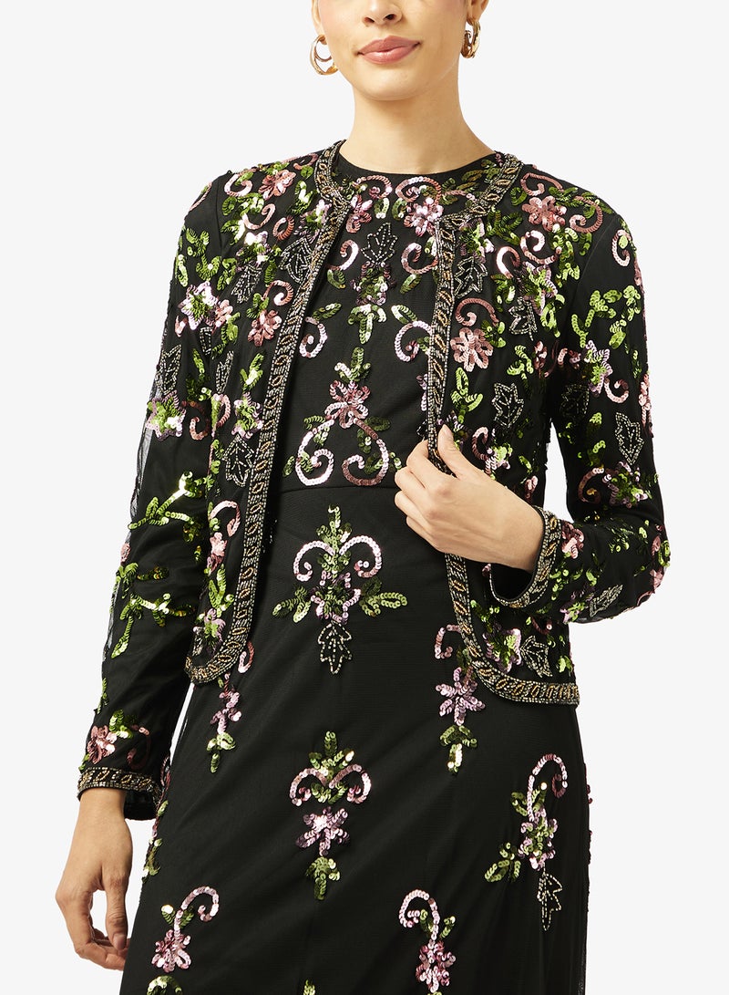 MARYISA Embellished Mesh Detailed Maxi Dress - Image 3